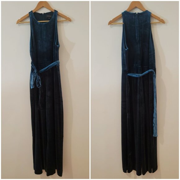 NWT BR Stretchy Velvet Teal Romper - Picture 12 of 12